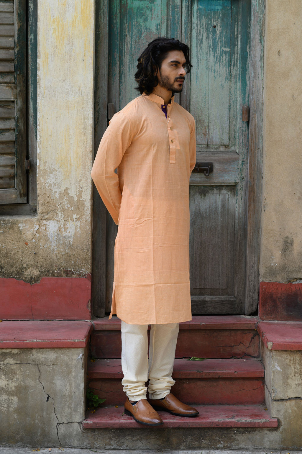 Light Orange Men's Kurta - NamegStore