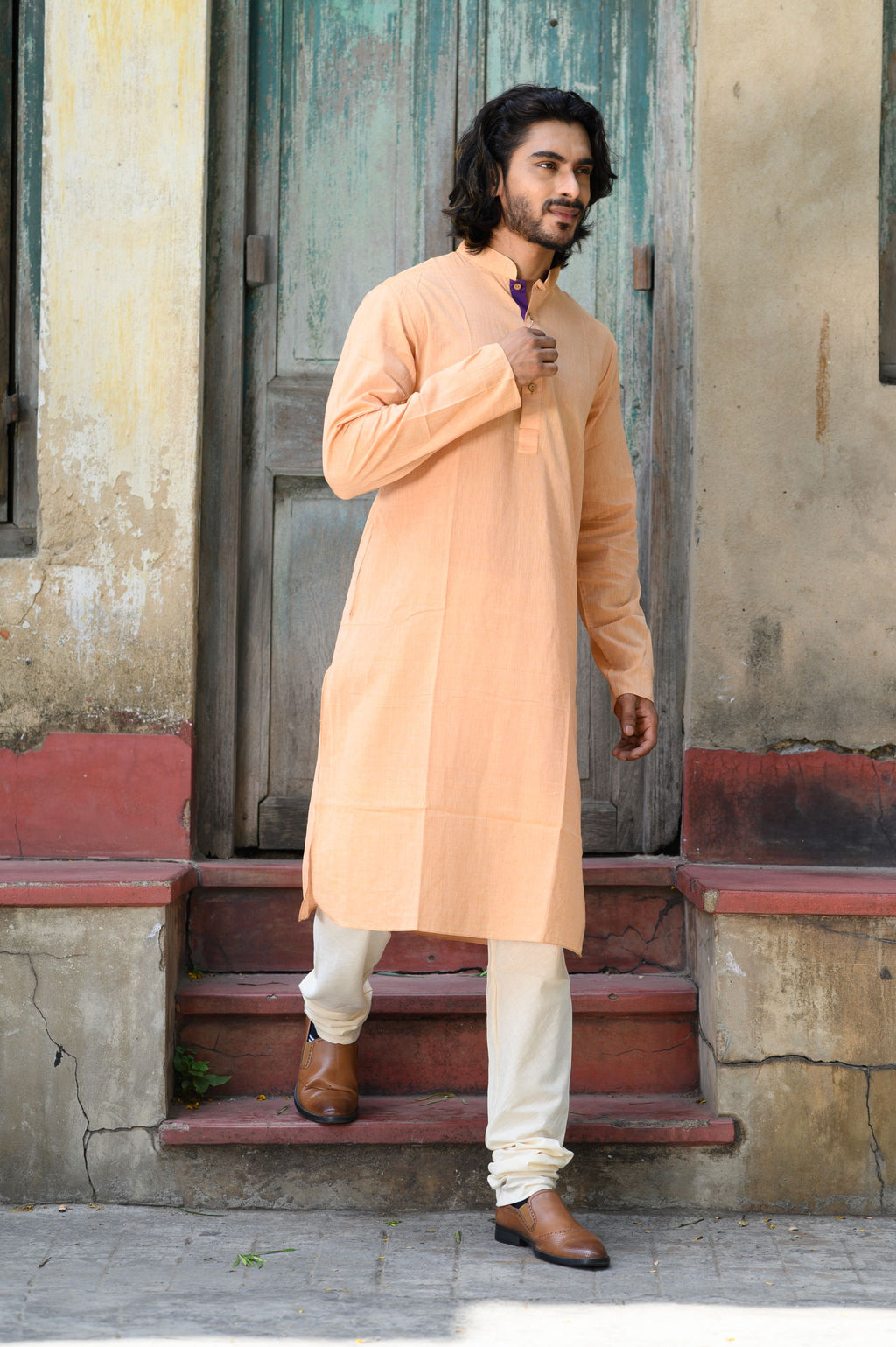 Light Orange Men's Kurta - NamegStore