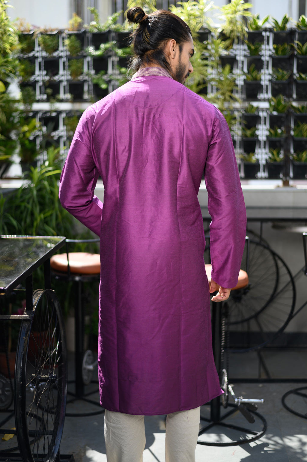 Purple Cotton Silk Kurta - NamegStore